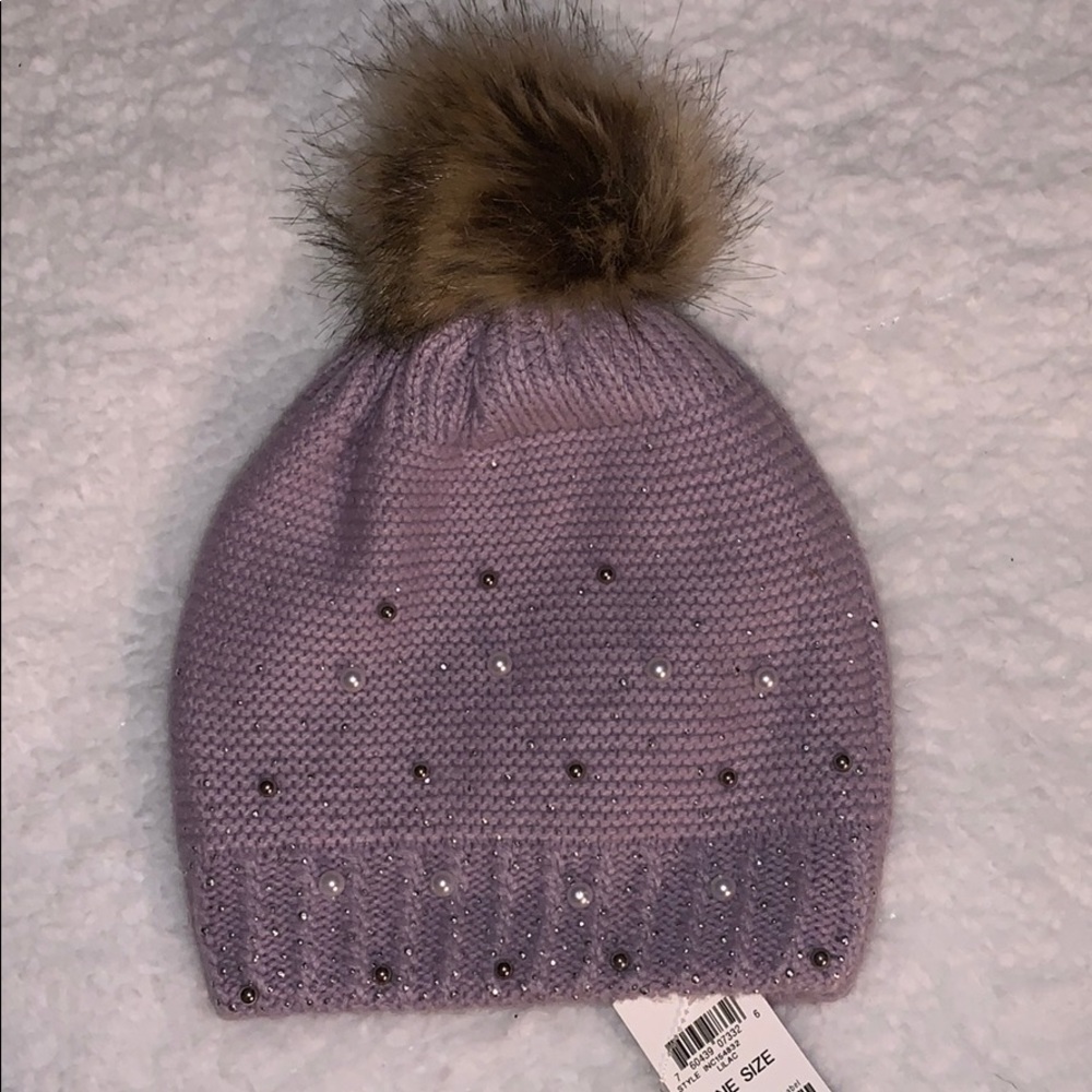 INC  Shine Like The Night Pearl Studded Beanie - Picture 2 of 4